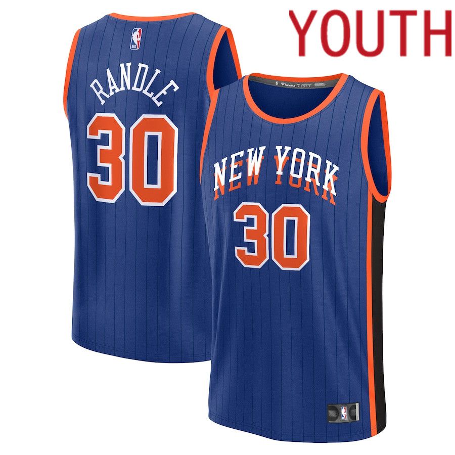Youth New York Knicks #30 Julius Randle Fanatics Branded Blue City Edition 2023-24 Fast Break NBA Jersey